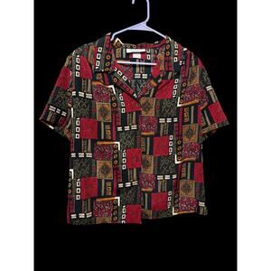 Truffles Vintage Womans 90s Multicolor Abstract Floral Button Down USA Sz: M C7